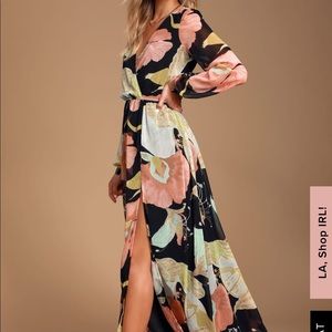 Lulu's Dresses - Wondrous water lily black flows print dress Lulu's Dresses - Wondrous water lily black flows print dress
